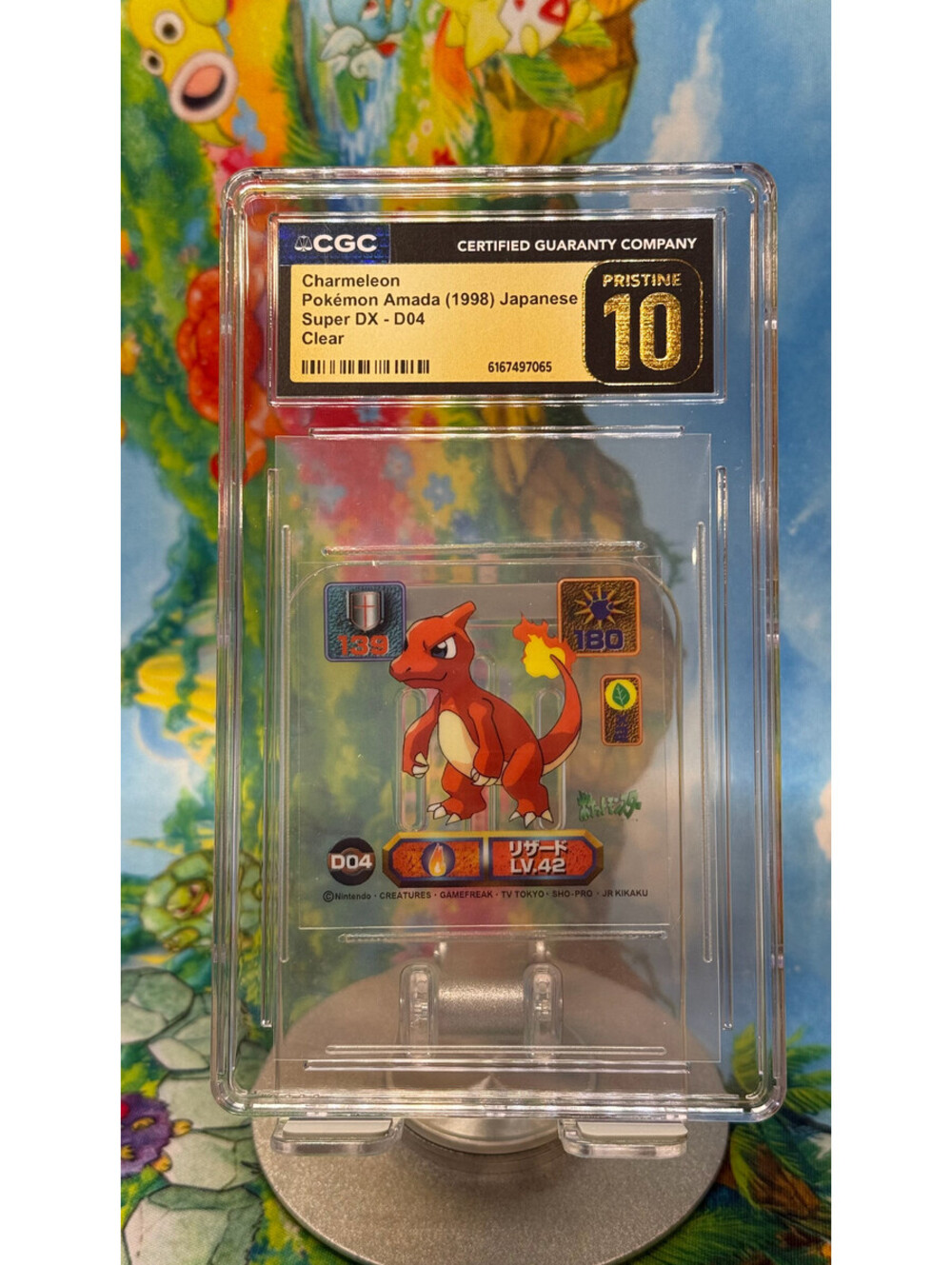 Charmeleon Pokémon Amada Super DX D04 1998 Japanese Clear POP3! CGC 10 Pristine